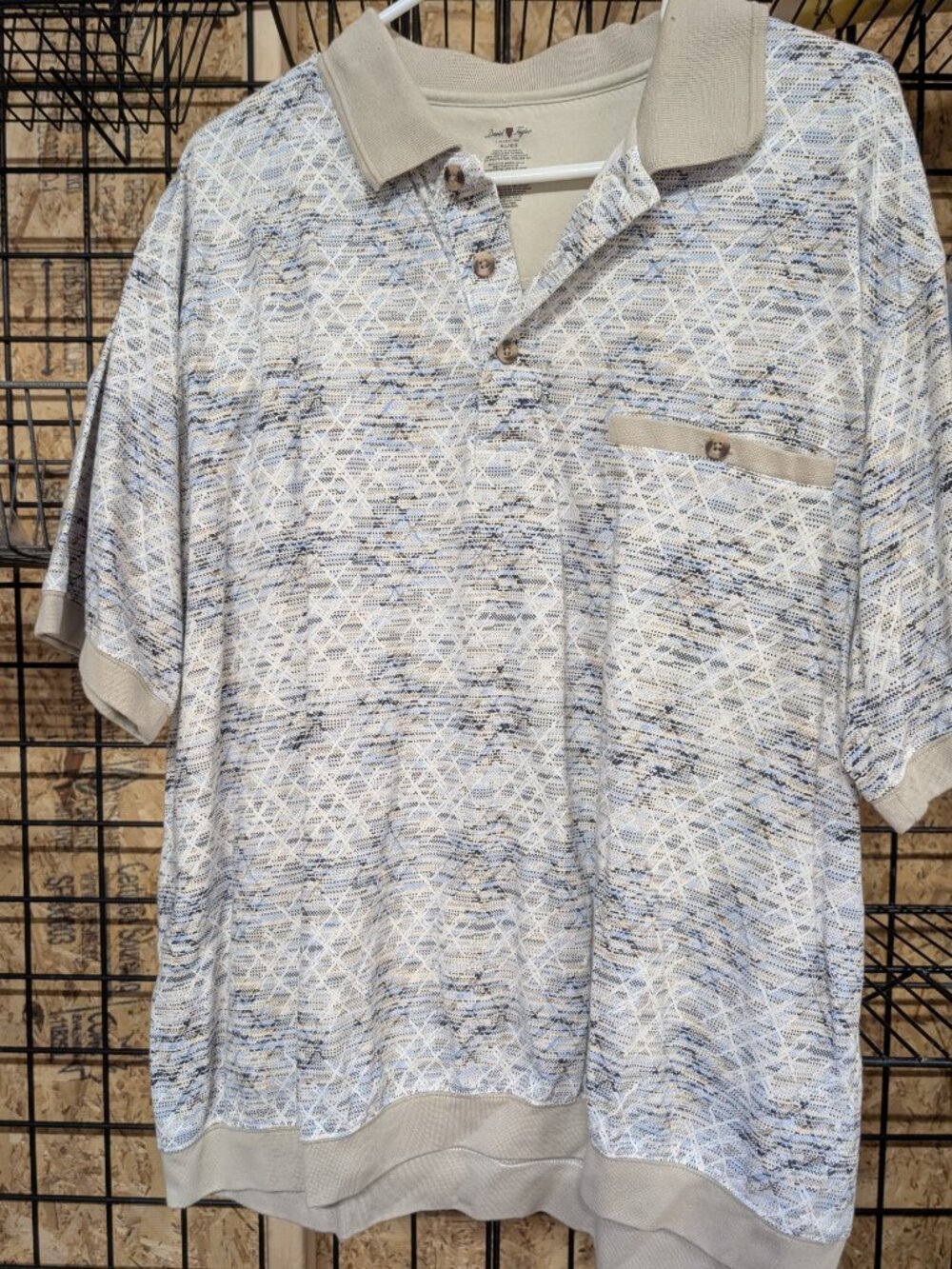 David Taylor XL Polo Shirt with Geometric Pattern